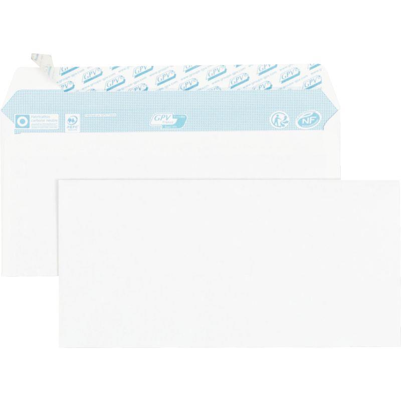 Image de  Paquet de 100 enveloppes blanches 110x220mm 80g bande siliconée 