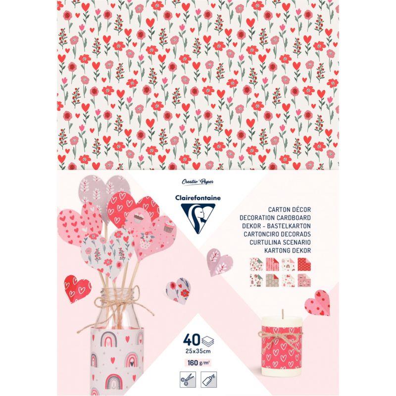 Image de  Paquet de 40 feuilles carton décoration love format 25 x 35 cm 