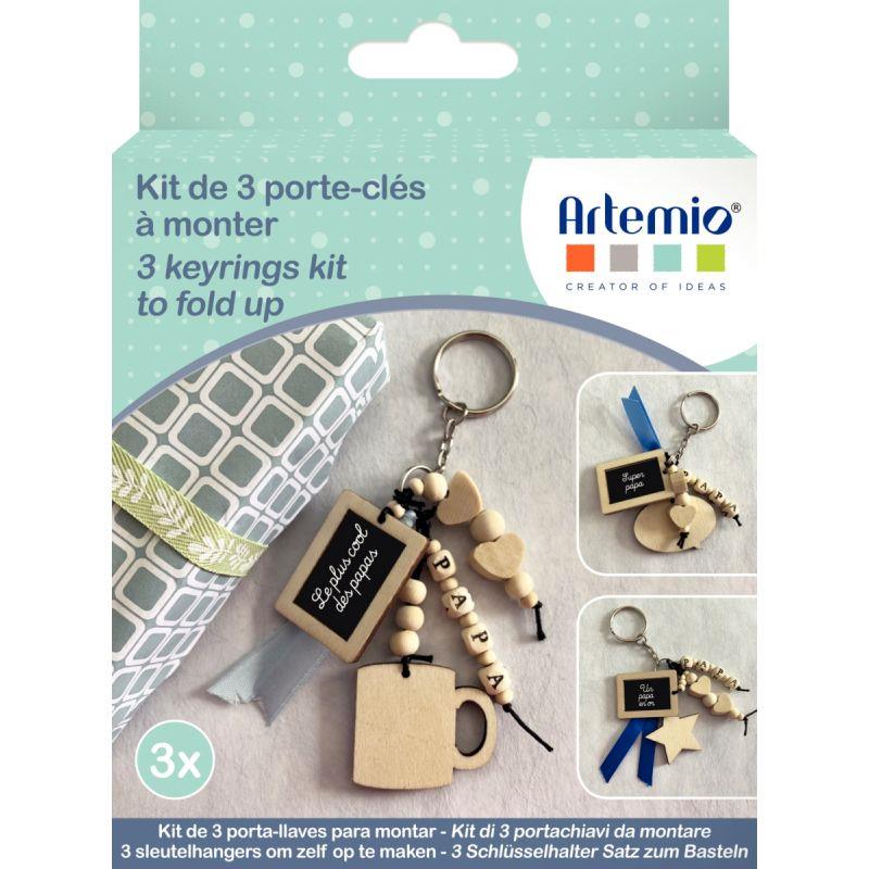 Image de  Kit de 3 porte-clés en bois pour Papa 