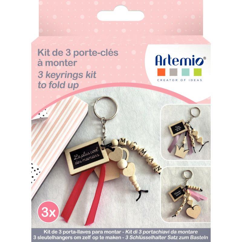 Image de  Kit de 3 porte-clés en bois pour Maman 