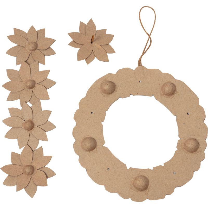 Image de  Couronne de fleurs en carton brun, diamètre 29 cm 