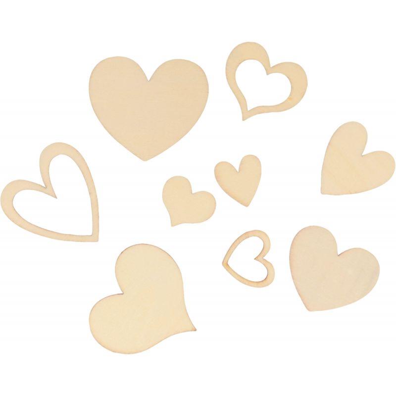 Image de  Lot de 129 cœurs en bois brut 