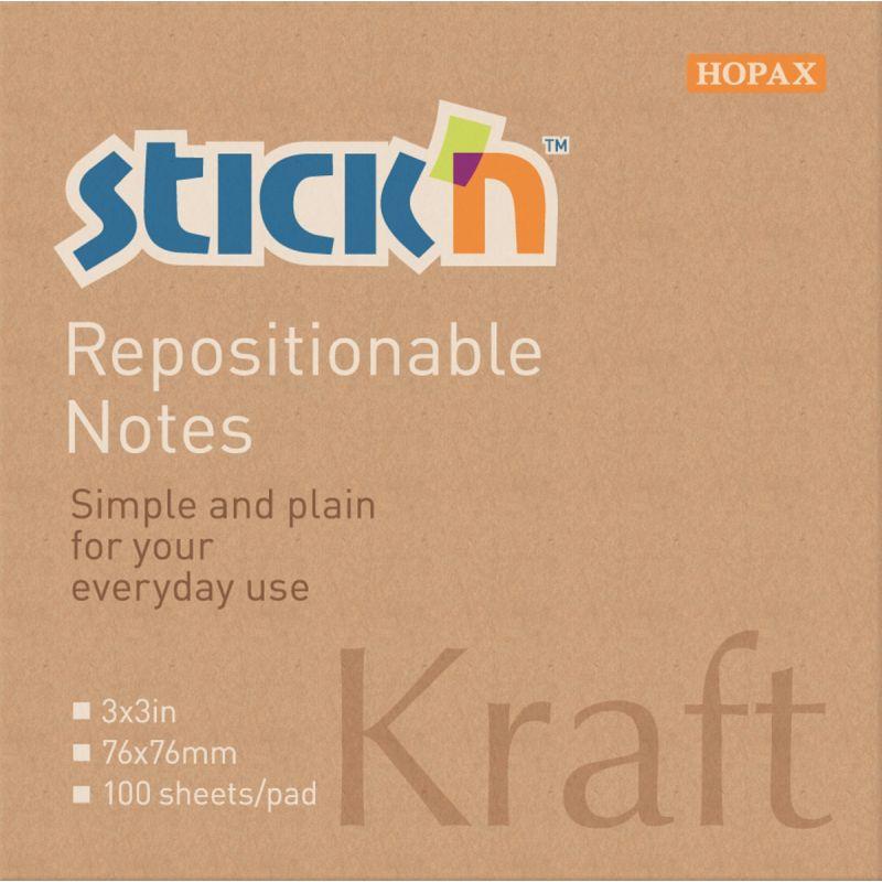 Image de  Lot de 12 blocs repositionnables 76 x 76 kraft 