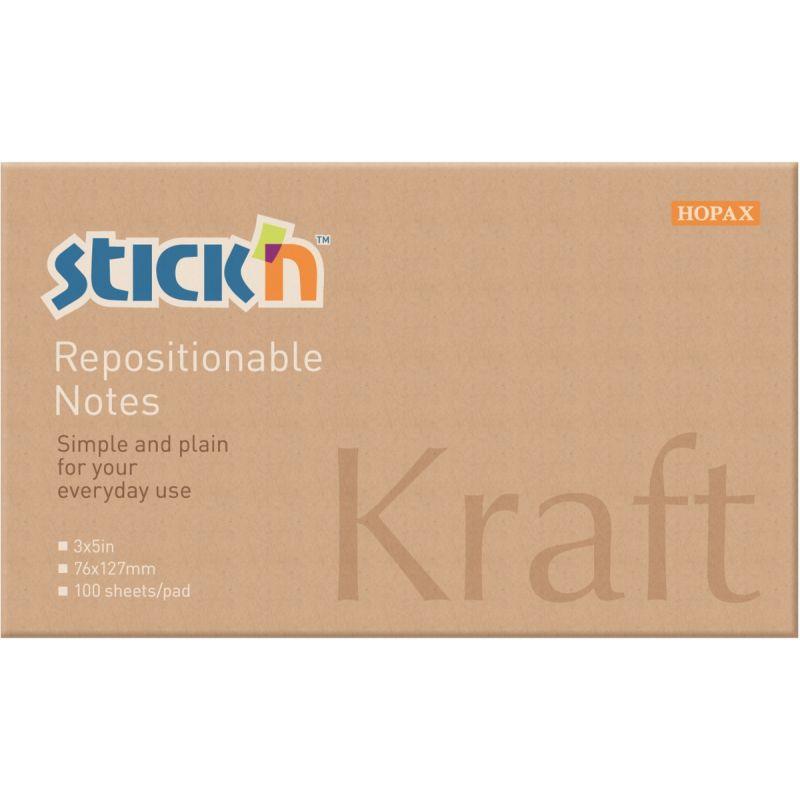 Image de  Lot de 12 blocs repositionnables 76 x 127 mm kraft 