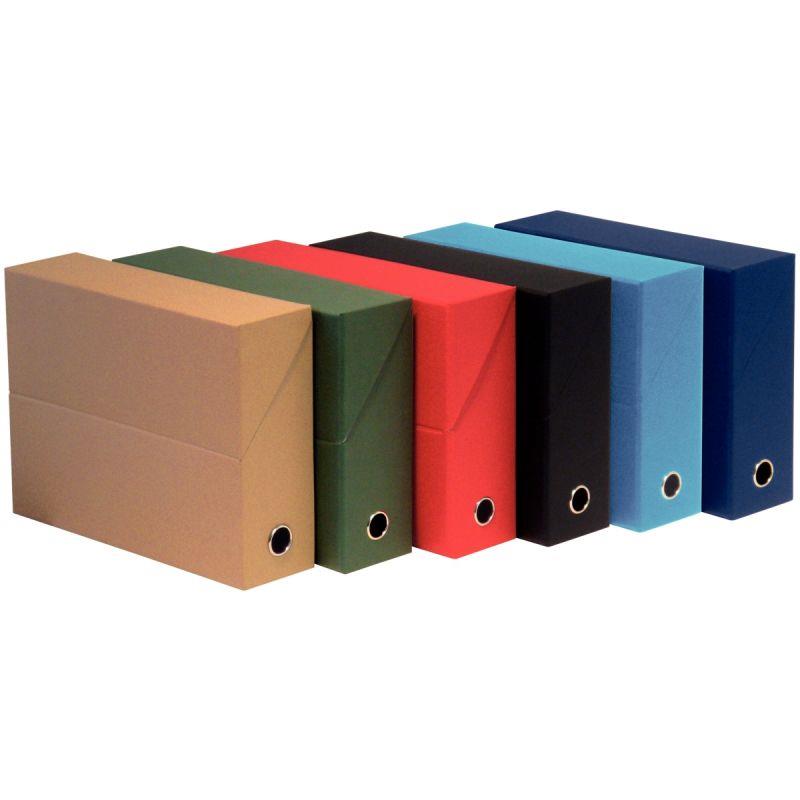 Image de  Boite de transfert papier toilé, dos 9 cm, bleu foncé 