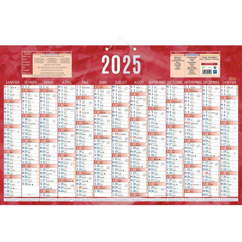Image de  Calendrier annuel 13 mois  43x65cm rouge 