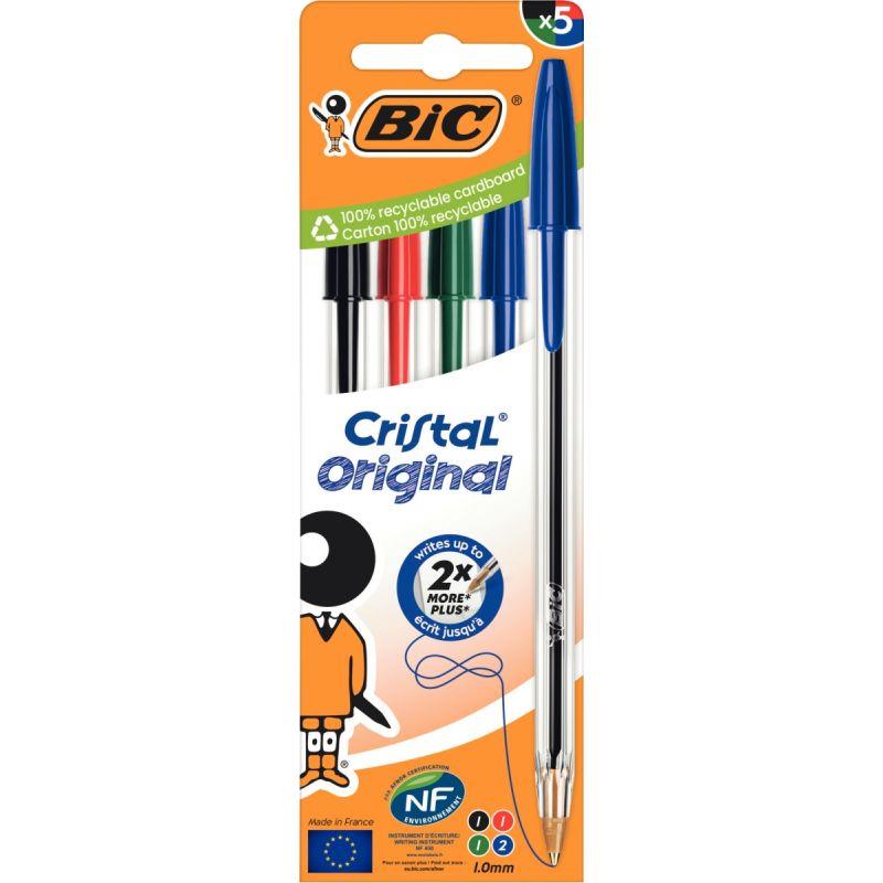 Image de  Blister de 5 stylos bille Cristal assortis 