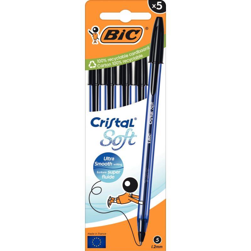 Image de  Boîte de 5 stylos bille Cristal Soft noirs 