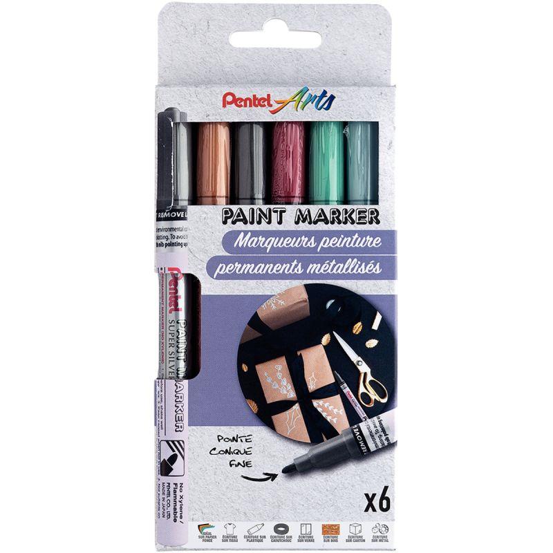 Image de  Pochette de 6 marqueurs peinture métal assortis 