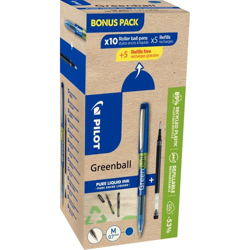 Image de  Greenpack de 10 rollers Greenball bleus + 10 recharges 