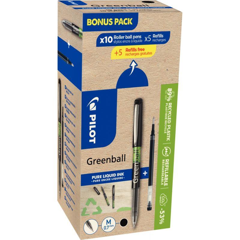 Image de  Greenpack de 10 rollers Greenball noirs + 10 recharges 