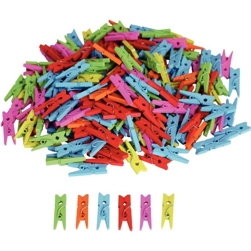 Image de  Lot de 450 mini pinces à linge, coloris assortis 
