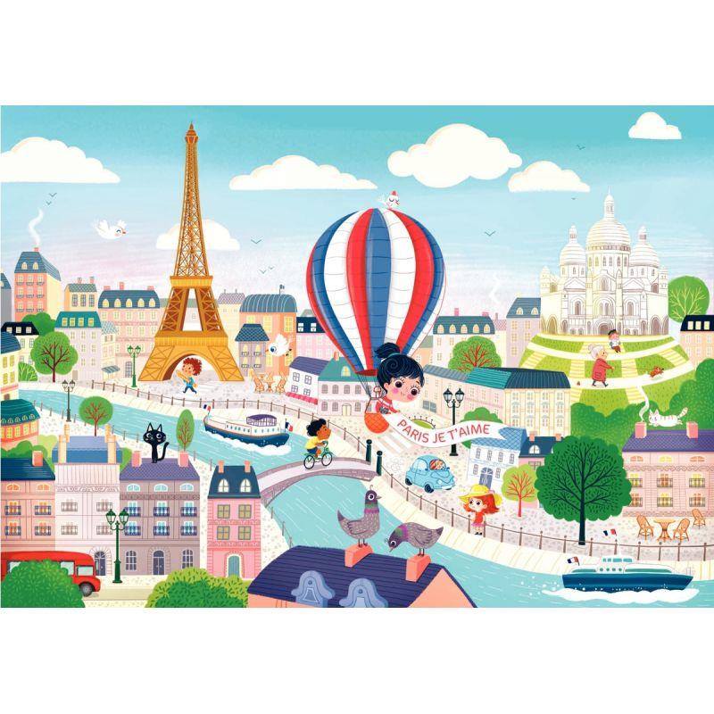 Ref. 44456, Puzzle en bois d''environ 12 pièces, vue de Paris, marque N.C