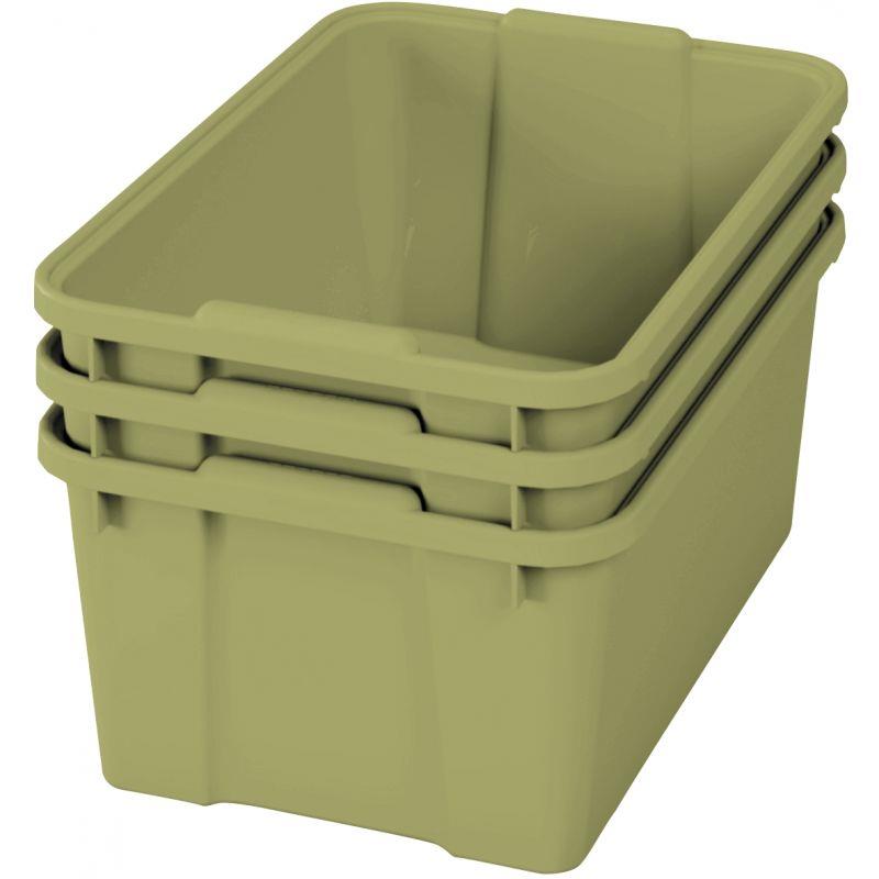 Image de  Lot de 3 bacs verts en plastique grand modèle 