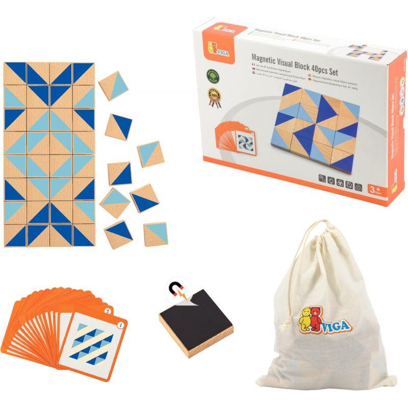 Image de  40 pièces en bois magnétiques + 20 cartes 