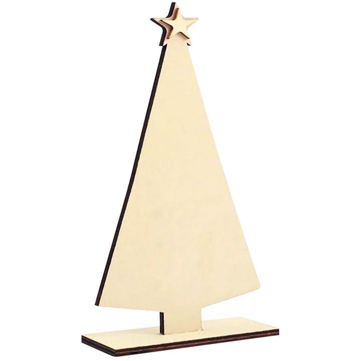 Image de  Sapin de Noël plat sur socle en bois 