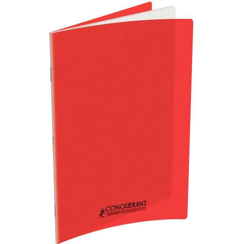 Image de  Piqûre 60 pages CONQUERANT, 24x32 cm, seyès, couv PP rouge 