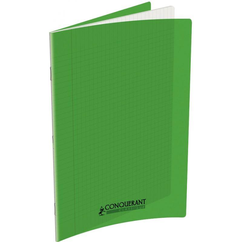 Image de  Piqûre 60 pages CONQUERANT, 24x32 cm, seyès, couv PP vert 