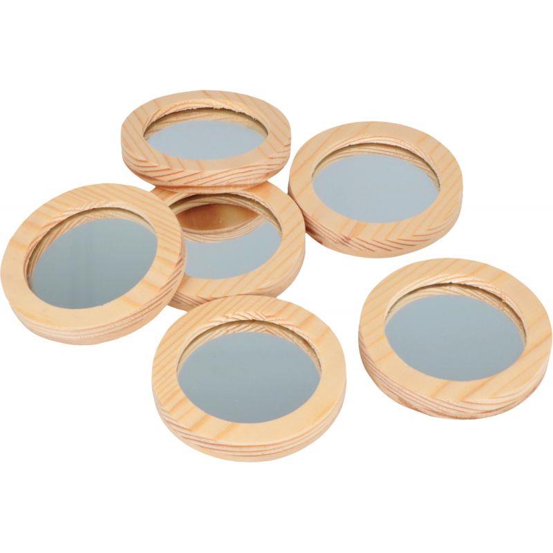 Image de  Lot de 6 miroirs ronds en bois diamètre 7,4 cm 