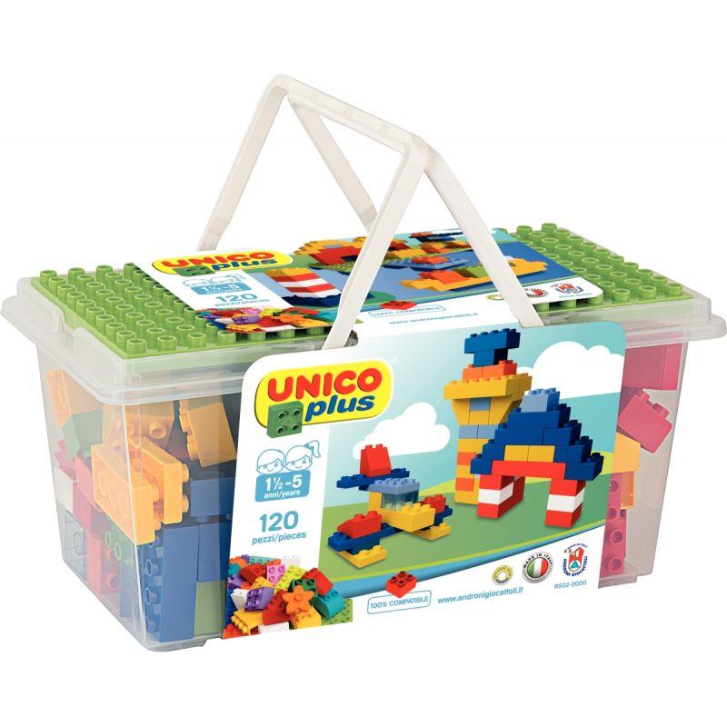 Image de  Baril avec poignées de 120 briques de construction UNICO PLUS STANDARD 
