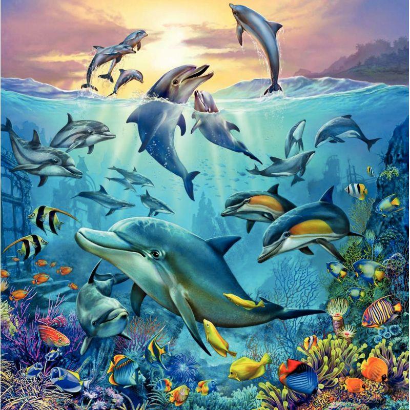 Image de  Lot de 3 puzzles 49 pièces en carton, le monde animal de l''océan 