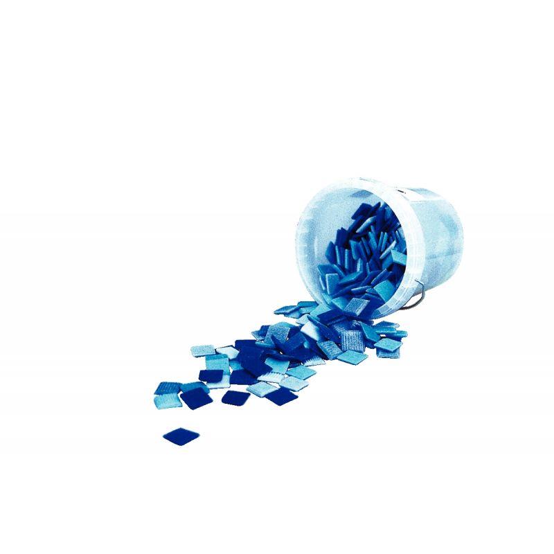 Image de  Seau de 1 litre de mosaïques 2x2 cm en pâte de verre panaché bleu 