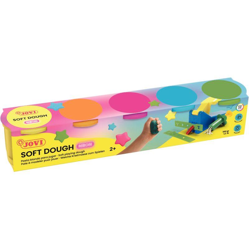 Image de  Set de 5 pots de 125 grammes de pâte à jouer blandiver couleurs Fluo assorties 