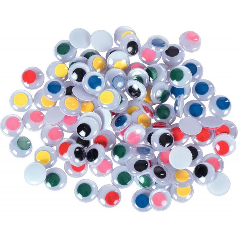 Image de  Sachet de 100 yeux mobiles à coller diamètre 10 mm 6 couleurs assorties 