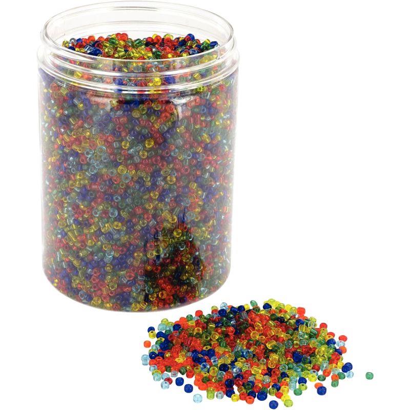 Image de  Bocal de 500 grammes de perles rocailles transparentes diamètre 2,5 mm assortis 