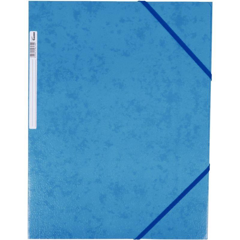 Image de  Chemise 3 rabats à élastiques en carte grainée 5/10ème 450g, bleu 