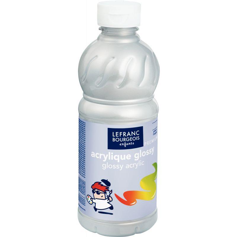 Image de  Flacon 500ml d''acrylique Glossy Lefranc Bourgeois, argent 