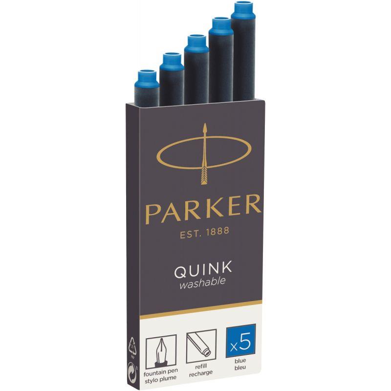 Image de  Étui de 5 cartouches Parker bleu lavable 