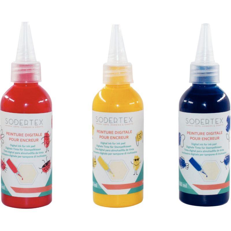 Image de  Lot de 3 recharges de peinture rouge jaune bleu pour encreur 