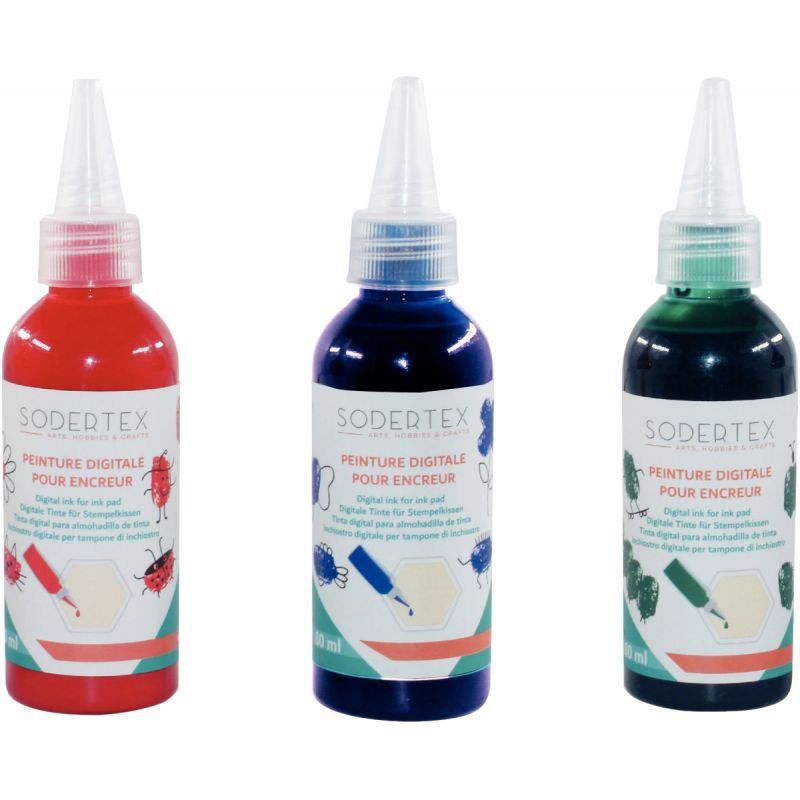 Image de  Lot de 3 recharges de peinture rouge vert violet pour encreur 