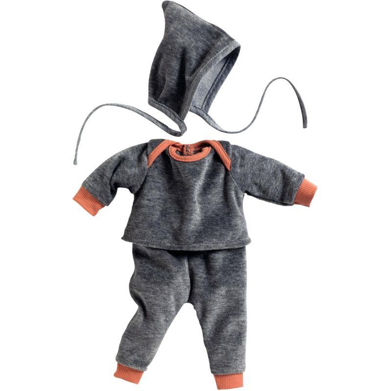 Image de  Tenue 3 pièces gris perle pour poupée 30 à 34 cm 