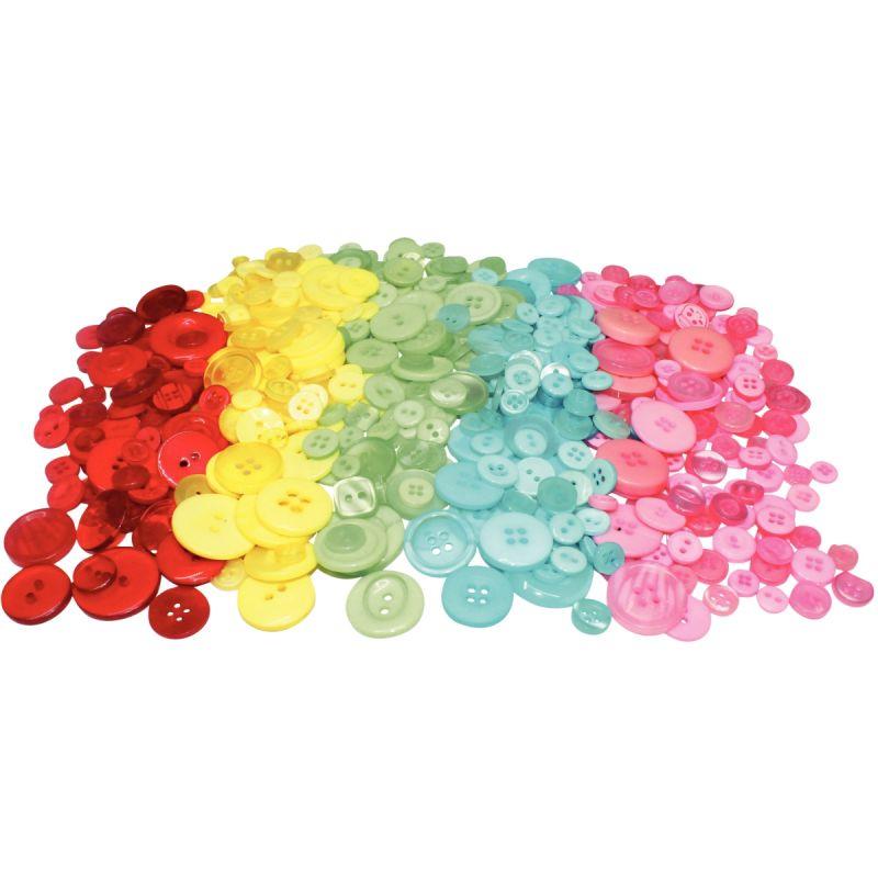 Image de  Sac de 450 boutons plastique couleurs assorties environ  200 g,  8mm à 30 mm 