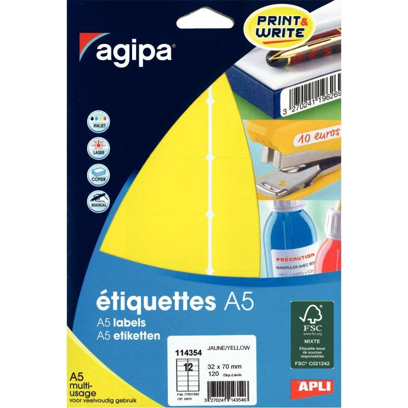 Image de  Etui de 120 étiquettes couleur multi-usages 70x32mm coloris jaune 