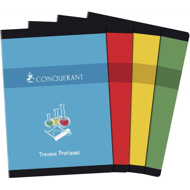 Image de  Cahier travaux pratiques CONQUERANT, piqûre 96 pages, format A4, seyès 70g/uni 90g, couverture carte 