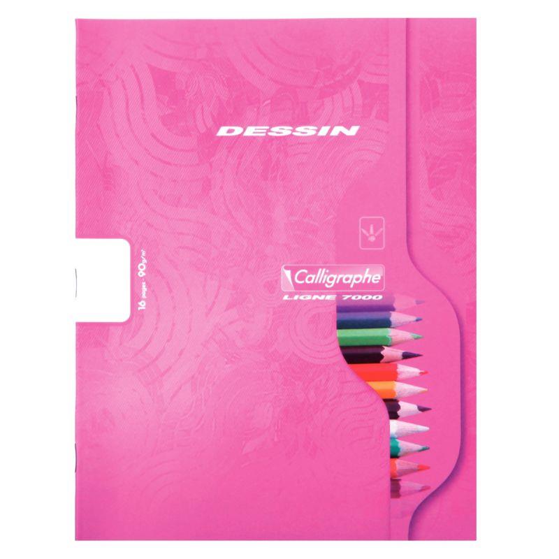 Image de  Cahier de dessin 16 pages, format 17x22 cm, uni blanc, papier 90g 