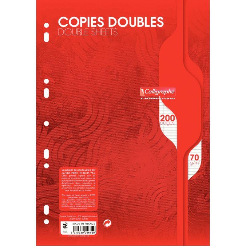 Image de  Sachet de 50 copies doubles perforées, format A4, seyès, papier 70g, blanc 