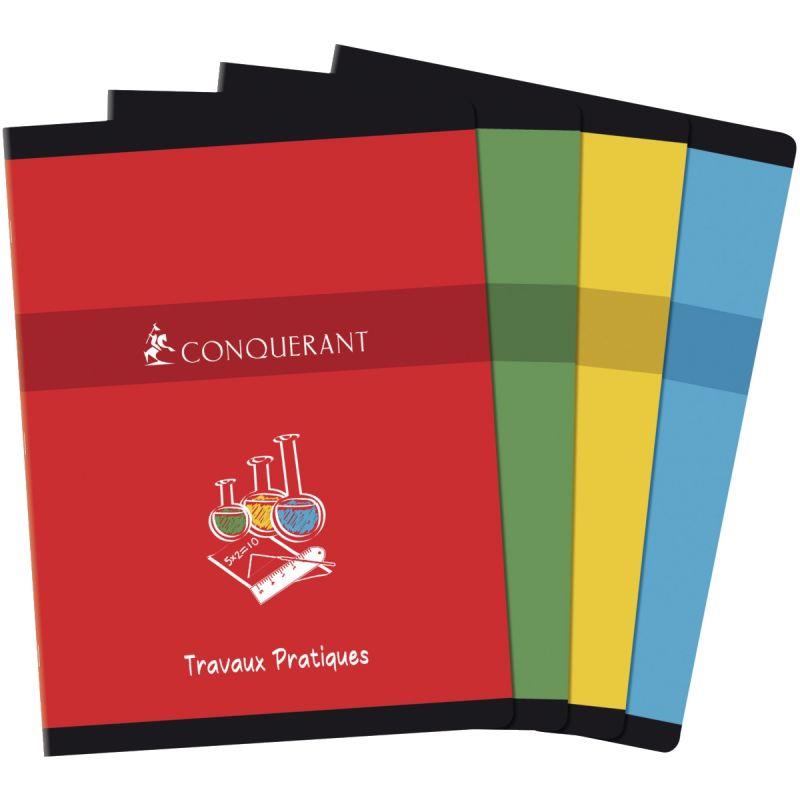 Image de  Cahier travaux pratiques CONQUERANT, piqûre 96 pages, 24x32 cm, seyès 70g/uni 90g, couverture carte 