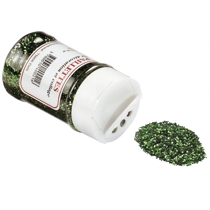 Image de  Pot de 60 g de paillettes scintillantes vert 