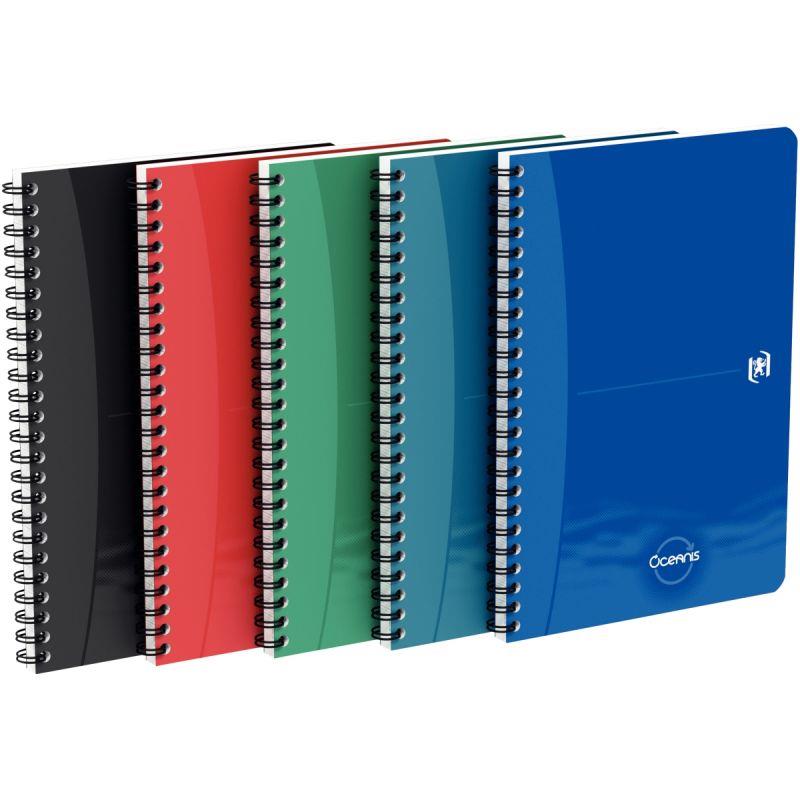 Image de  Cahier à reliure intégrale 180 pages OCEANIS format A5, quadrillé 5x5, couverture polypropylène 