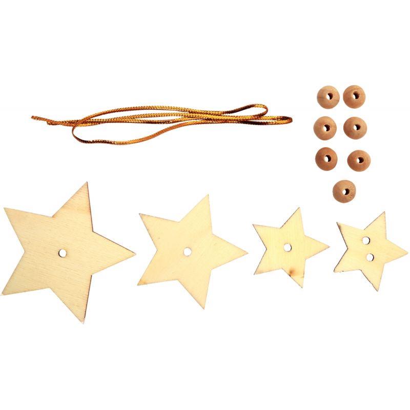 Image de  Lot de 10 suspensions étoiles 3D en bois 