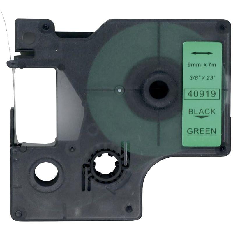 Image de  Recharge DYMO D1 noir sur vert 9MM x 7M compatible 
