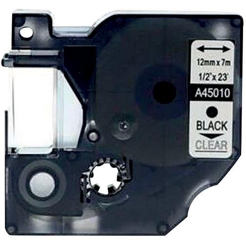 Image de  Recharge DYMO D1 noir sur transparent 12MM x 7M compatible 