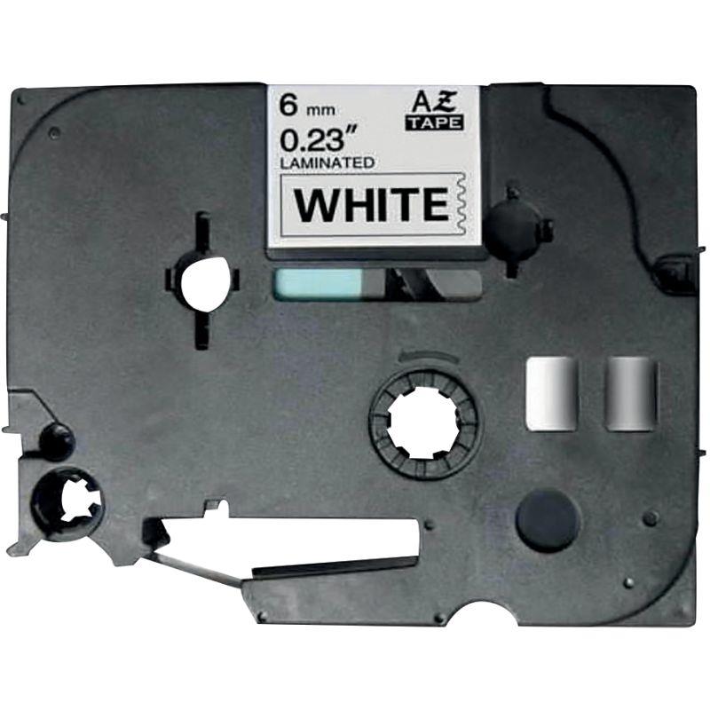 Image de  Recharge TZE noir sur BLANC 6MM x 8M compatible 