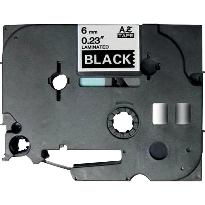 Image de  Recharge TZE blanc sur noir 6MM x 8M compatible 