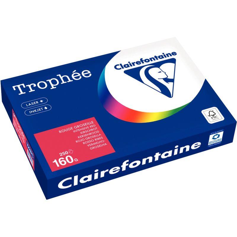 Image de  Paquet de 250 feuilles format A3 160g rouge groseille CLAIREFONTAINE 