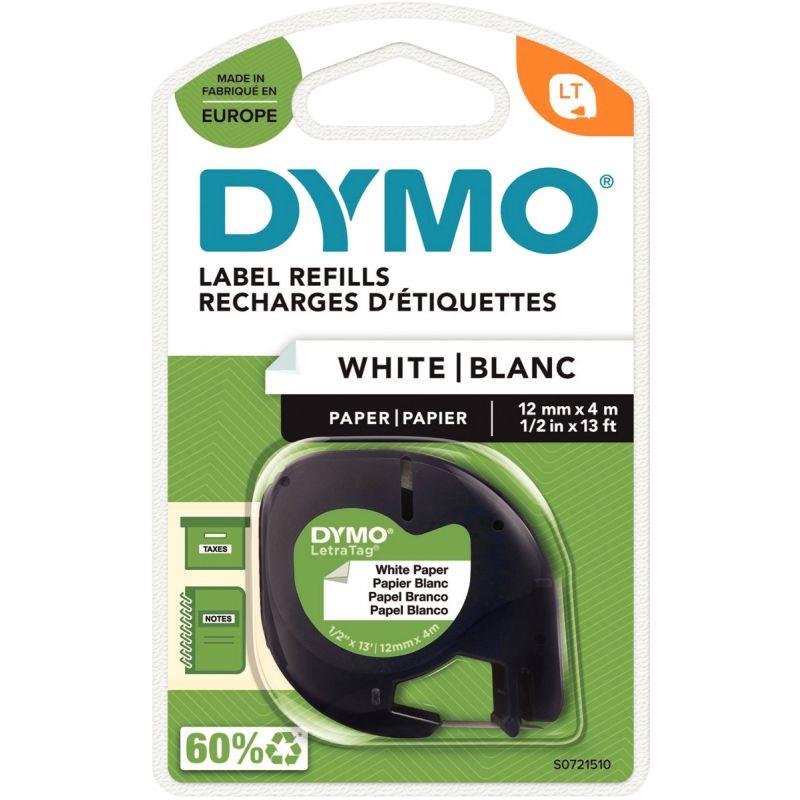 Image de  Recharge lettre papier 12 mm x 4 m  noir sur blanc 